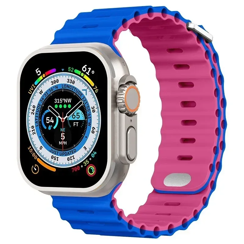 Bracelet montre silicone Ocean 38 à 49 mm pour Apple Watch