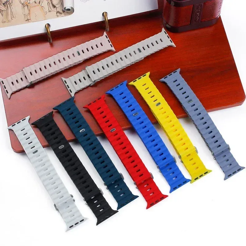 Bracelet montre silicone Ocean 38 à 49 mm pour Apple Watch