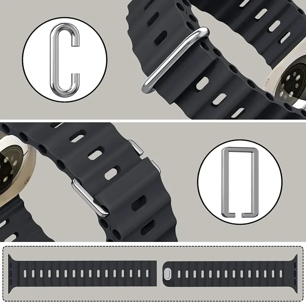 Bracelet montre silicone Ocean 38 à 49 mm pour Apple Watch