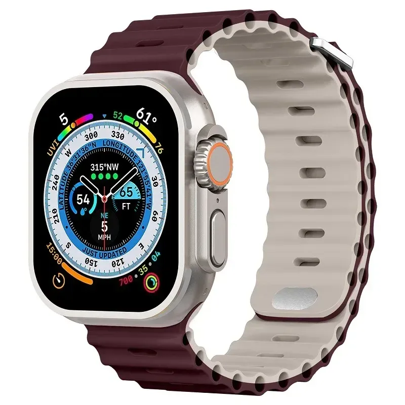 Bracelet montre silicone Ocean 38 à 49 mm pour Apple Watch