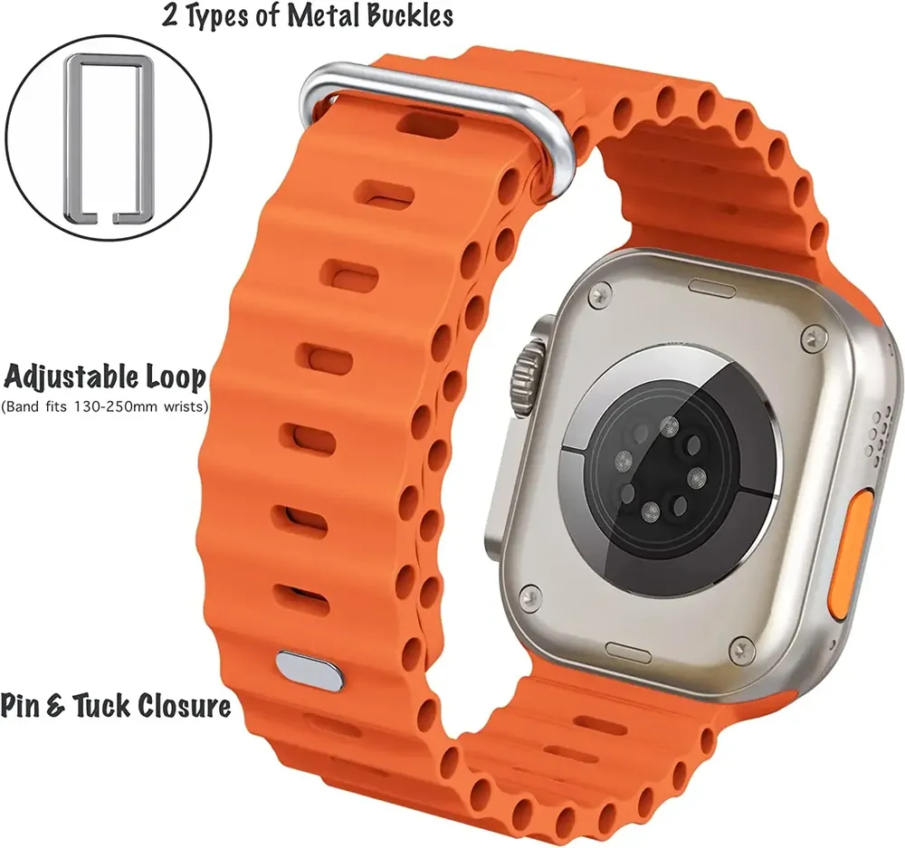 Bracelet montre silicone Ocean 38 à 49 mm pour Apple Watch