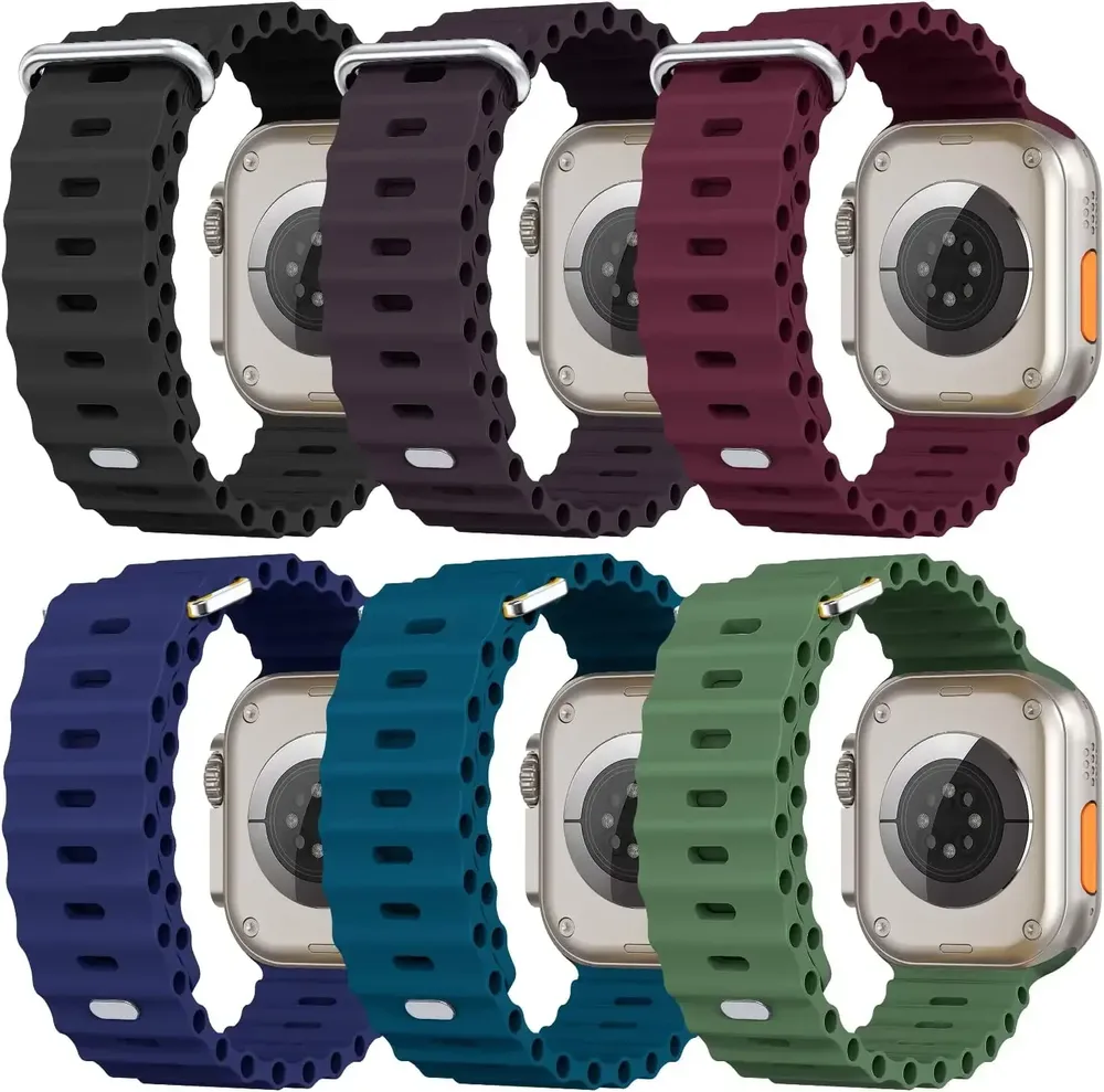 Bracelet montre silicone Ocean 38 à 49 mm pour Apple Watch