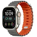 Bracelet montre silicone Ocean 38 à 49 mm pour Apple Watch – Couleur du bracelet Grey Orange