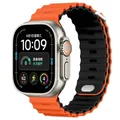 Bracelet montre silicone Ocean 38 à 49 mm pour Apple Watch – Couleur du bracelet Orange Black
