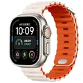 Bracelet montre silicone Ocean 38 à 49 mm pour Apple Watch – Couleur du bracelet Starlight Orange