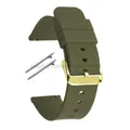Bracelet montre silicone souple 12 à 20 mm – Couleur du bracelet ArmyGreen-Gold