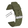 Bracelet montre silicone souple 12 à 20 mm – Couleur du bracelet ArmyGreen-Silver