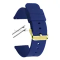 Bracelet montre silicone souple 12 à 20 mm – Couleur du bracelet DarkBlue-Gold