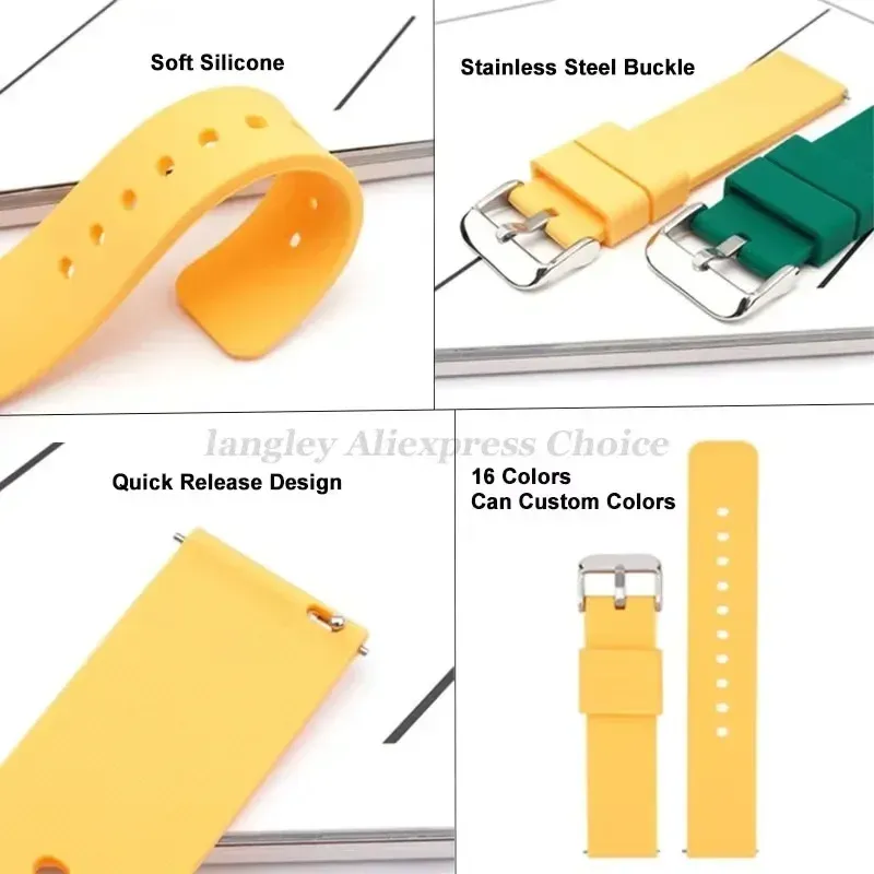 Bracelet montre silicone souple 12 à 20 mm