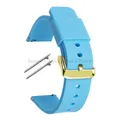 Bracelet montre silicone souple 12 à 20 mm – Couleur du bracelet LightBlue-Gold