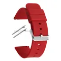 Bracelet montre silicone souple 12 à 20 mm – Couleur du bracelet Red-Silver