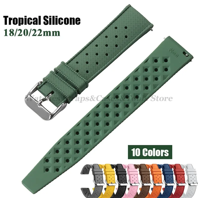 Bracelet montre silicone tropical 18 à 22 mm