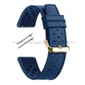 Bracelet montre silicone tropical 18 à 22 mm – Couleur du bracelet Blue-Gold