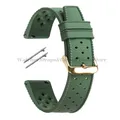Bracelet montre silicone tropical 18 à 22 mm – Couleur du bracelet Green-Gold