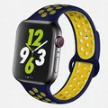 Bracelet montre sport silicone 38 à 49 mm pour Apple Watch – Couleur du bracelet Dark blue-yellow 35