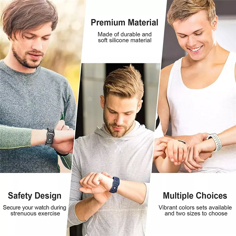 Bracelet montre sport silicone 38 à 49 mm pour Apple Watch