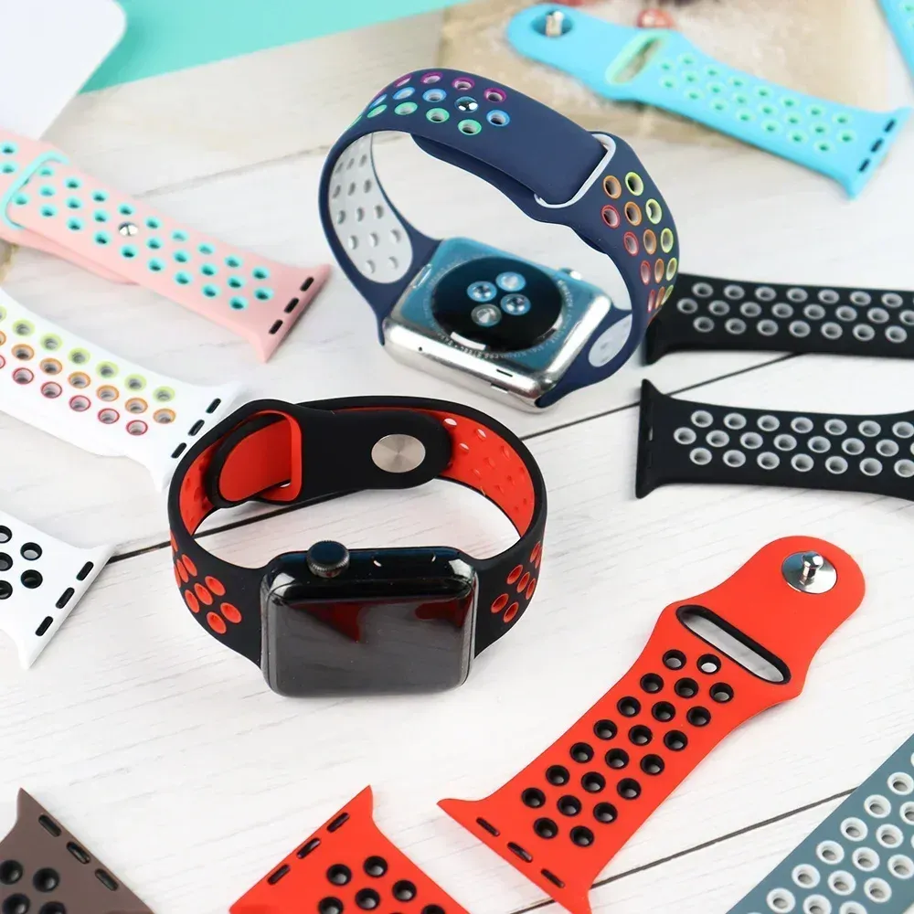 Bracelet montre sport silicone 38 à 49 mm pour Apple Watch