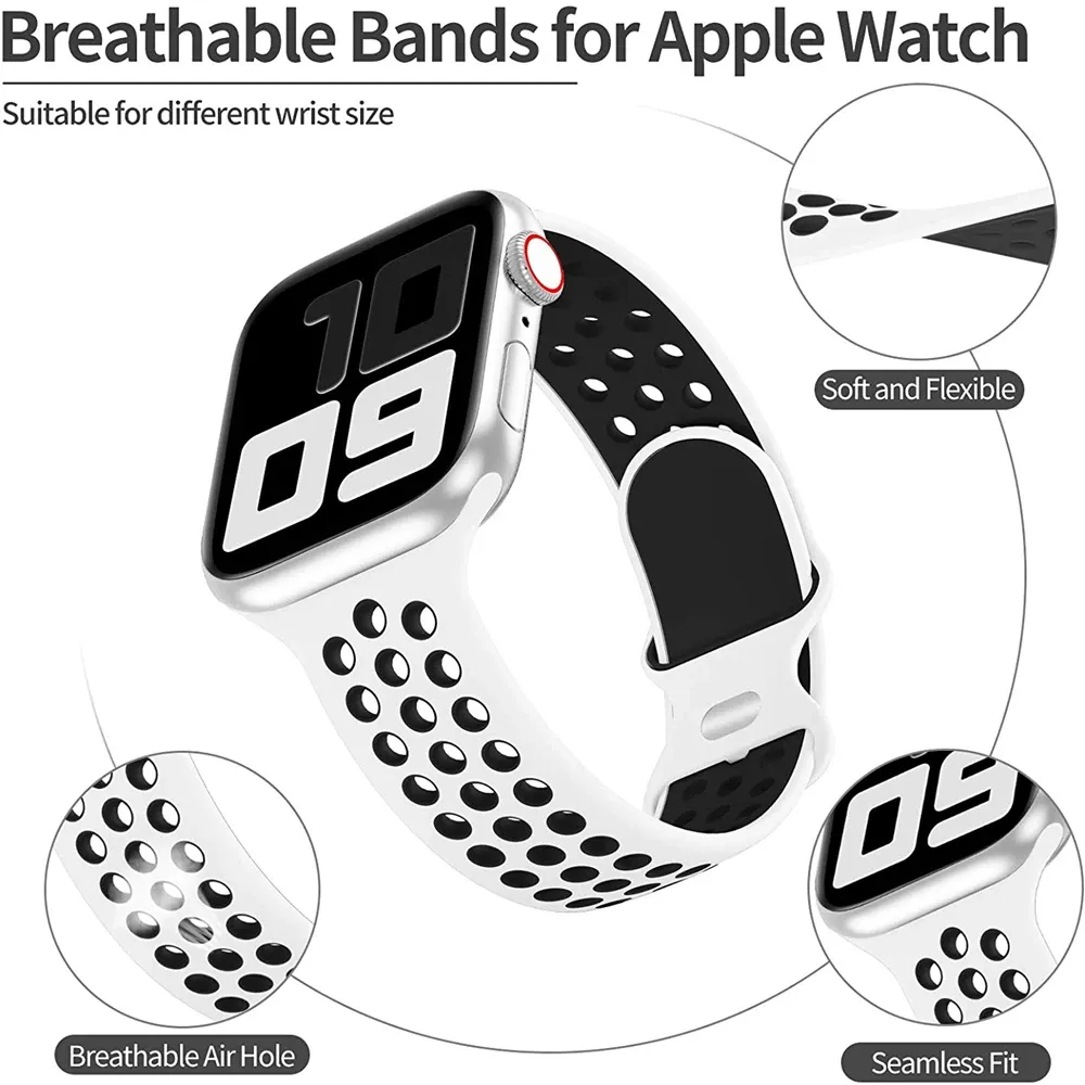 Bracelet montre sport silicone 38 à 49 mm pour Apple Watch