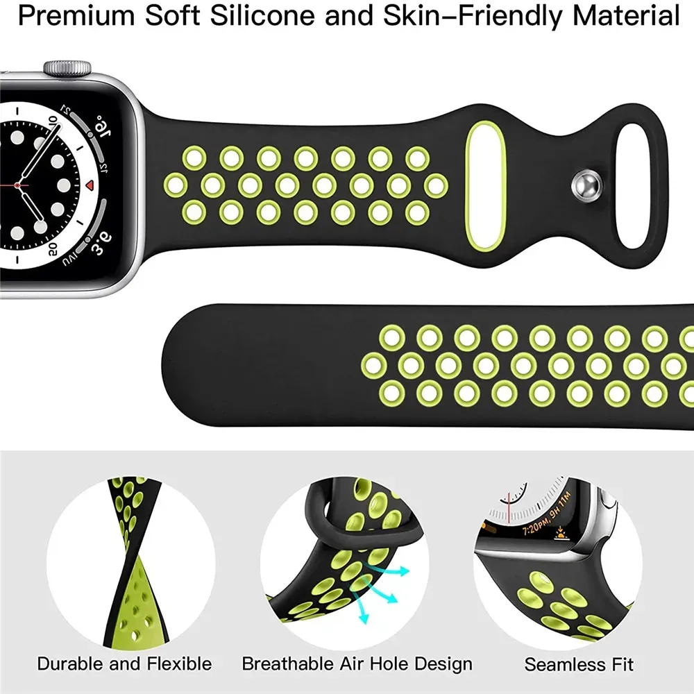 Bracelet montre sport silicone 38 à 49 mm pour Apple Watch