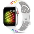 Bracelet montre sport silicone 38 à 49 mm pour Apple Watch – Couleur du bracelet White colorful