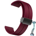 Bracelet montre sport silicone boucle magnétique 20 à 22 mm – Couleur du bracelet Rouge
