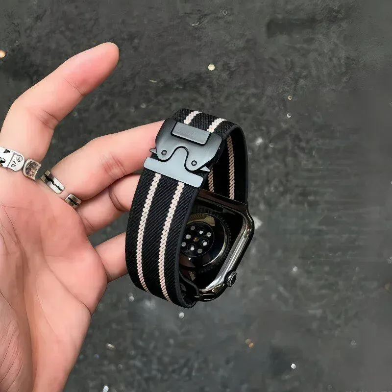 Bracelet Nato nylon tissé Apple Watch 41 à 49 mm