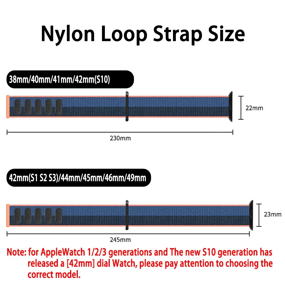 Bracelet nylon boucle pour Apple Watch 40 à 49 mm