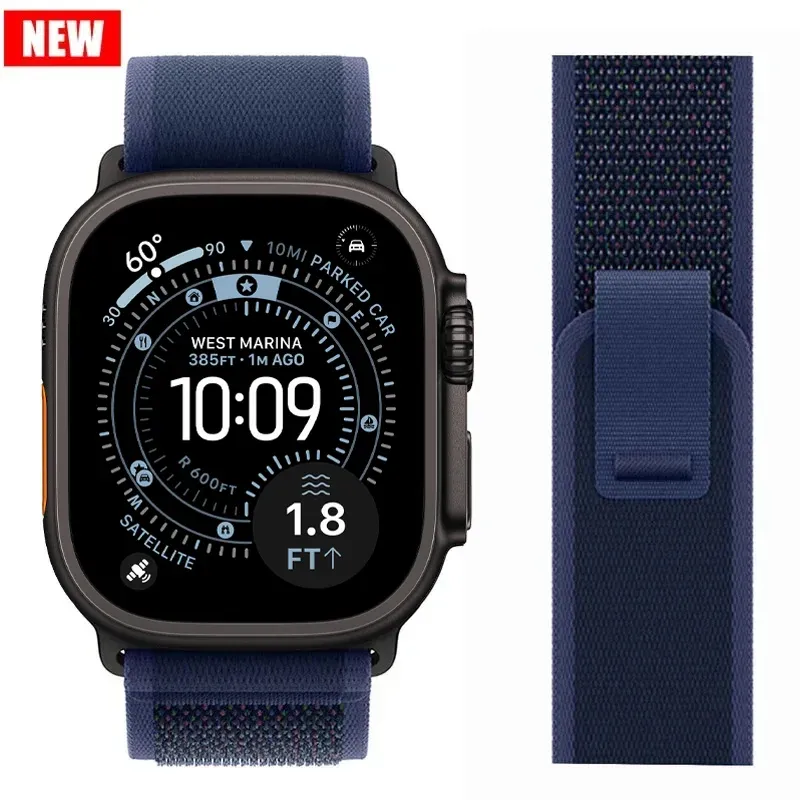 Bracelet nylon boucle sentier pour Apple Watch 38 à 49 mm