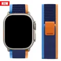 Bracelet nylon boucle sentier pour Apple Watch 38 à 49 mm – Couleur du bracelet light blue orange 9
