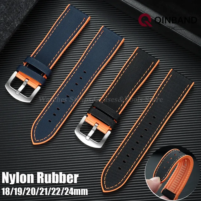 Bracelet nylon caoutchouc 18 à 24 mm étanche