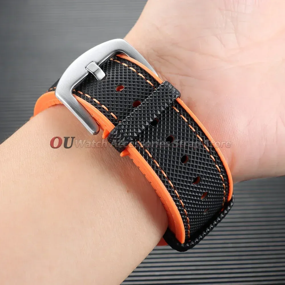 Bracelet nylon caoutchouc 18 à 24 mm étanche