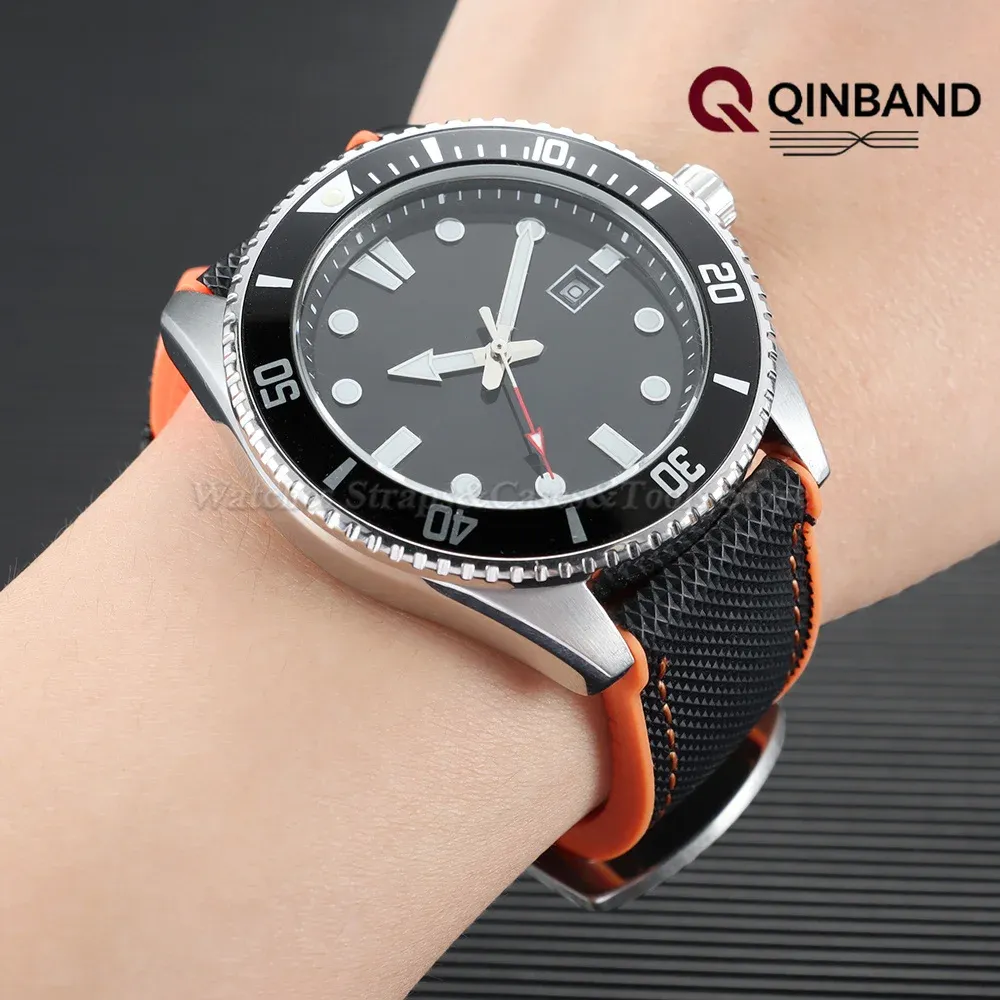 Bracelet nylon caoutchouc 18 à 24 mm étanche