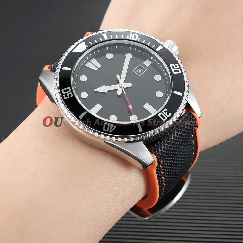 Bracelet nylon caoutchouc 18 à 24 mm étanche