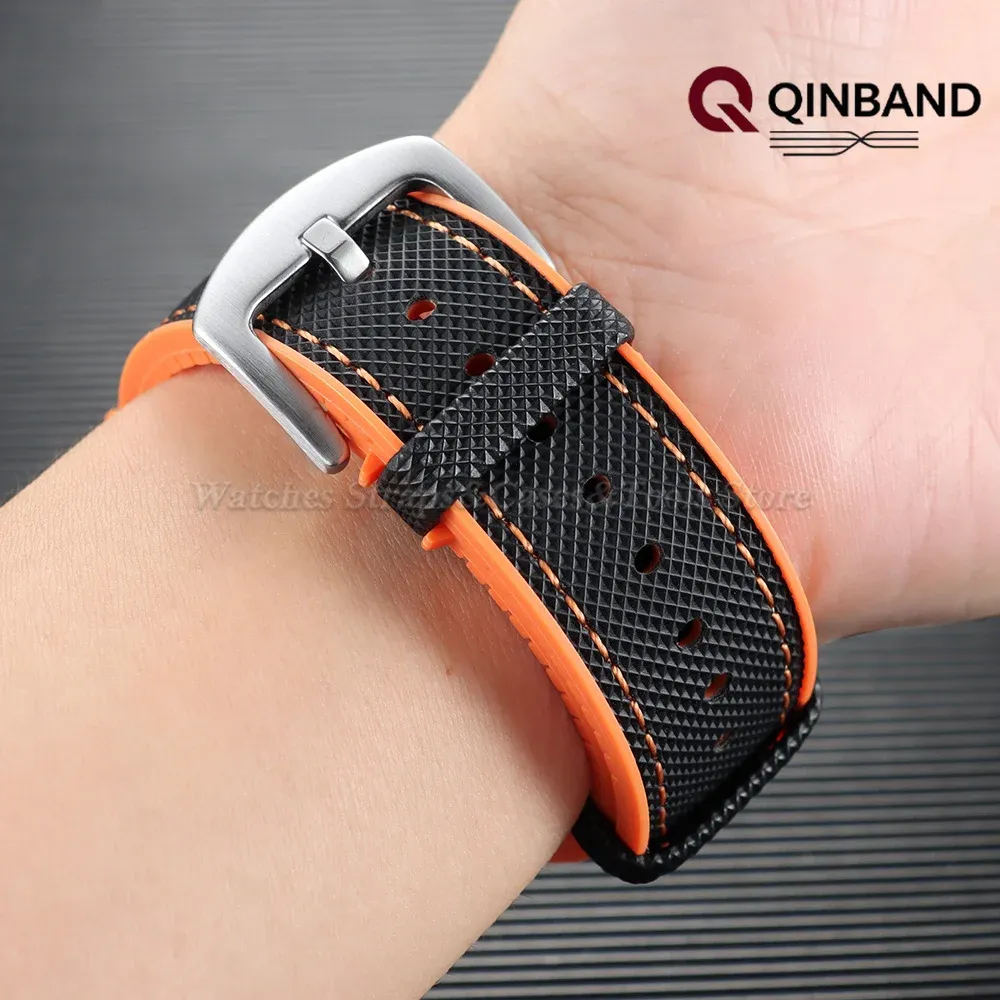 Bracelet nylon caoutchouc 18 à 24 mm étanche