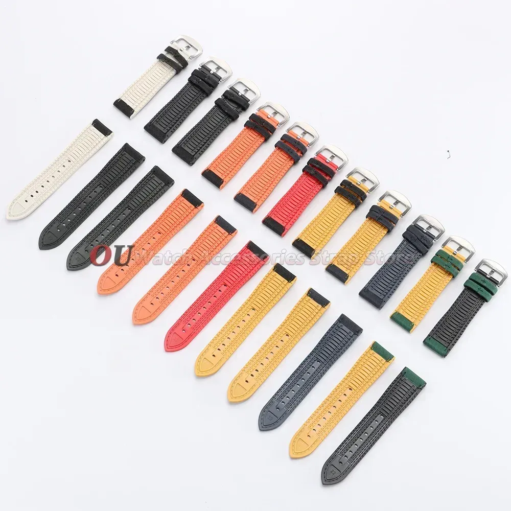 Bracelet nylon caoutchouc 18 à 24 mm étanche