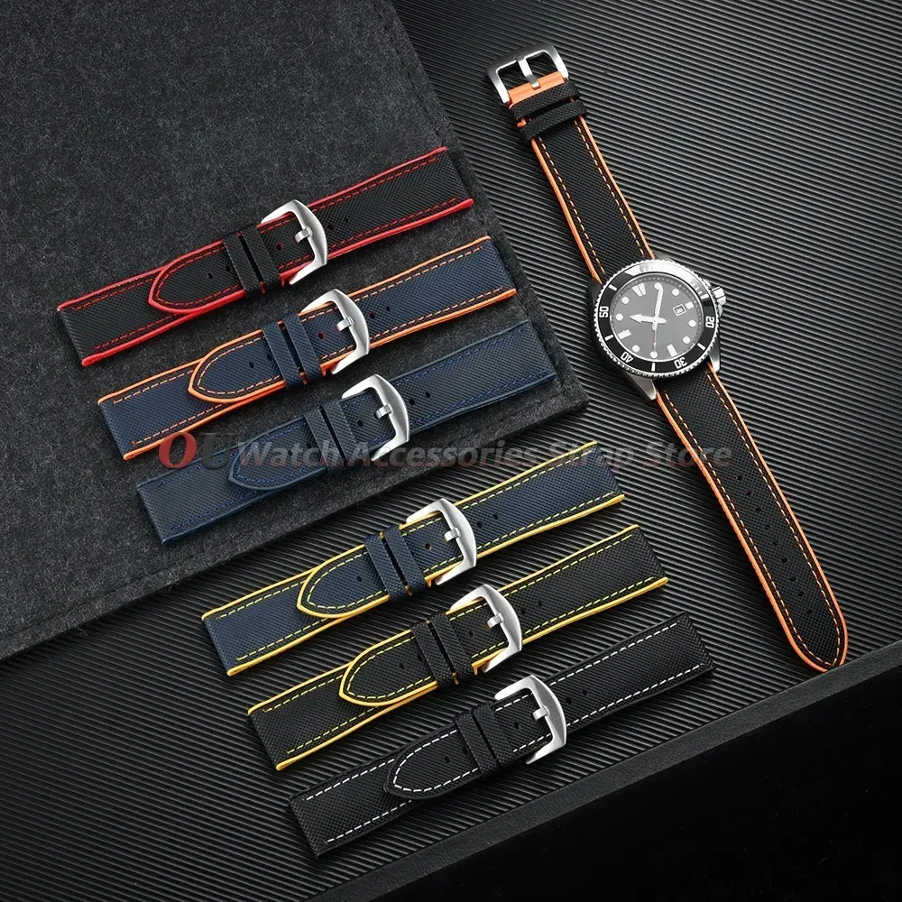 Bracelet nylon caoutchouc 18 à 24 mm étanche
