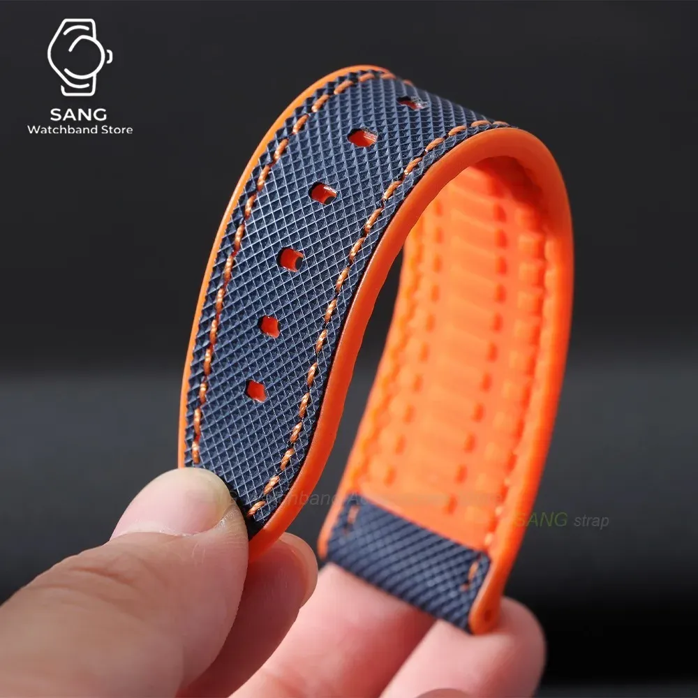 Bracelet nylon caoutchouc pour montre 20 à 24 mm
