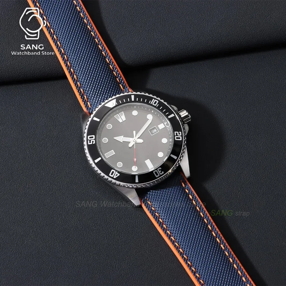 Bracelet nylon caoutchouc pour montre 20 à 24 mm