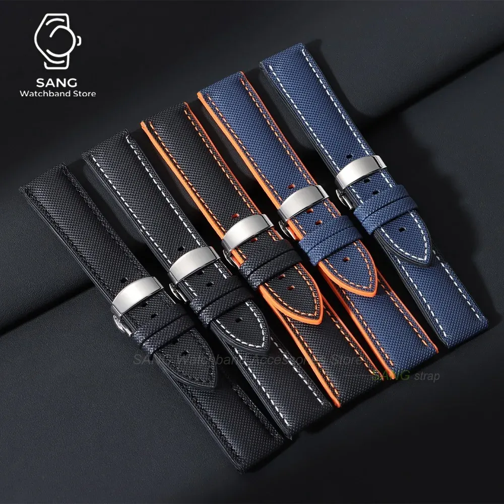 Bracelet nylon caoutchouc pour montre 20 à 24 mm
