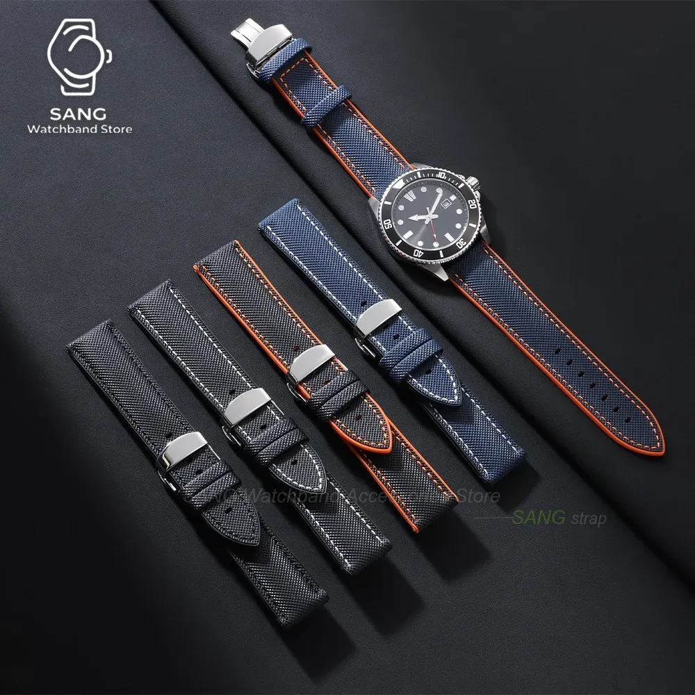 Bracelet nylon caoutchouc pour montre 20 à 24 mm
