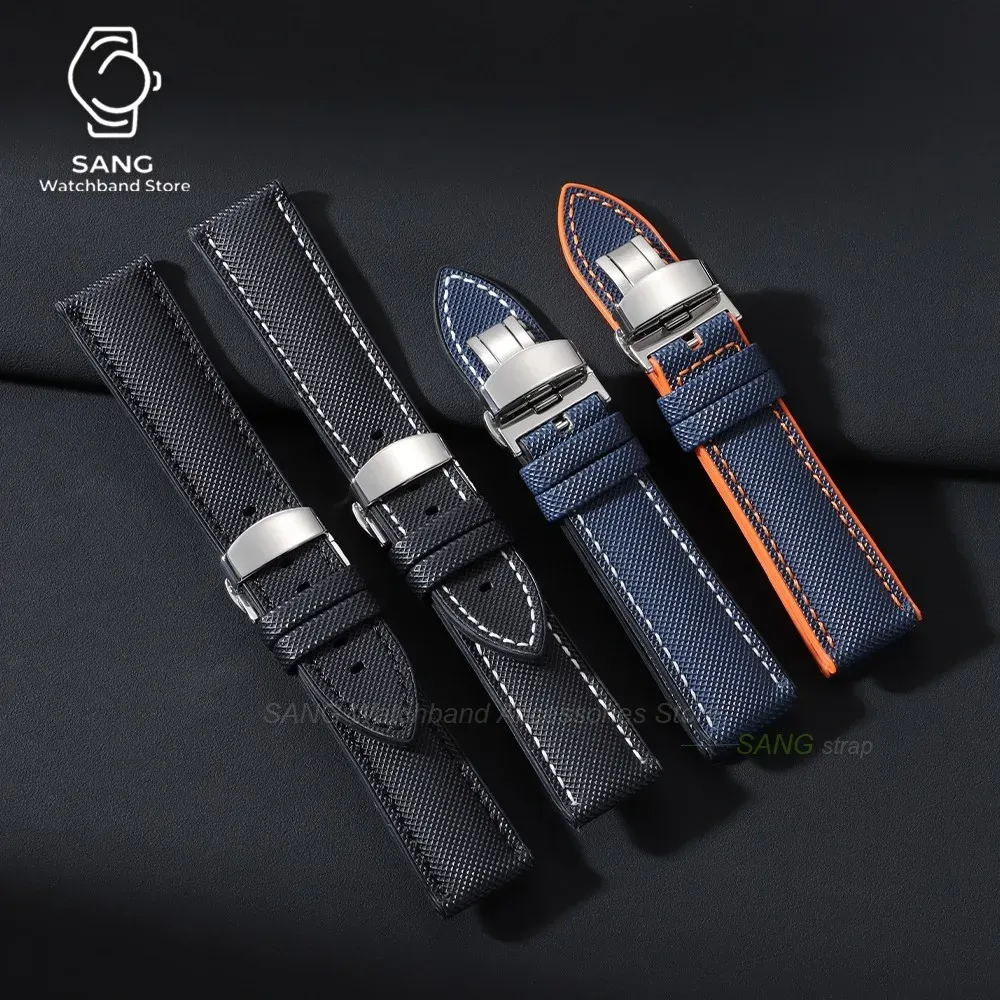 Bracelet nylon caoutchouc pour montre 20 à 24 mm