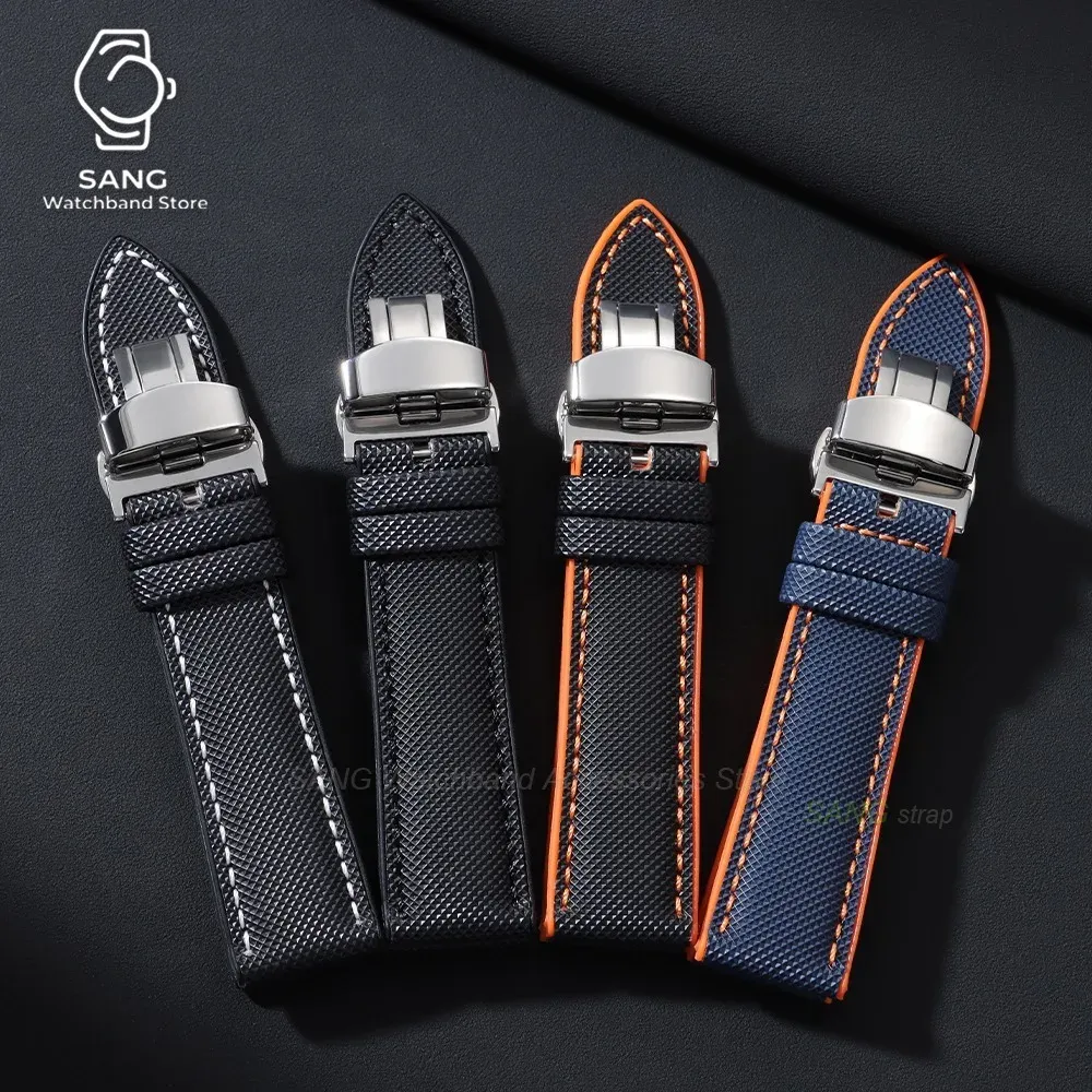 Bracelet nylon caoutchouc pour montre 20 à 24 mm