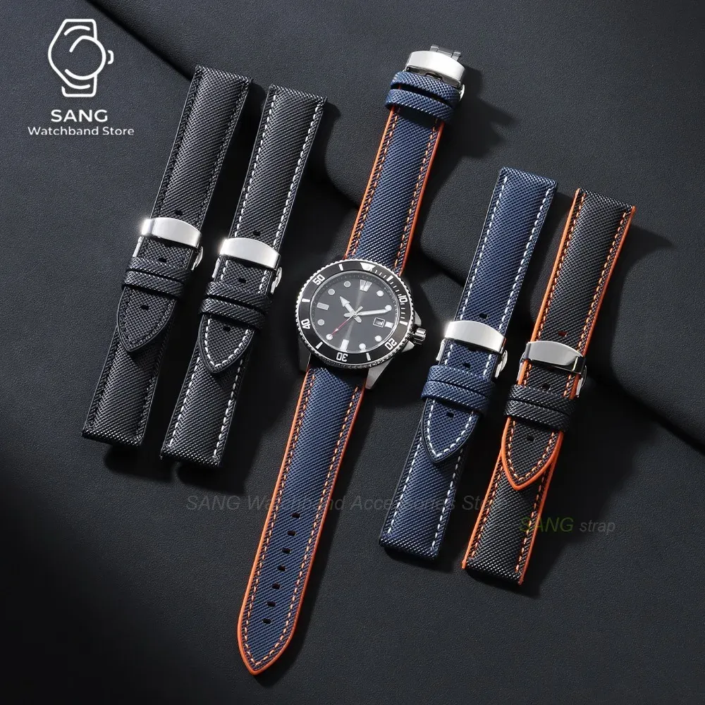 Bracelet nylon caoutchouc pour montre 20 à 24 mm