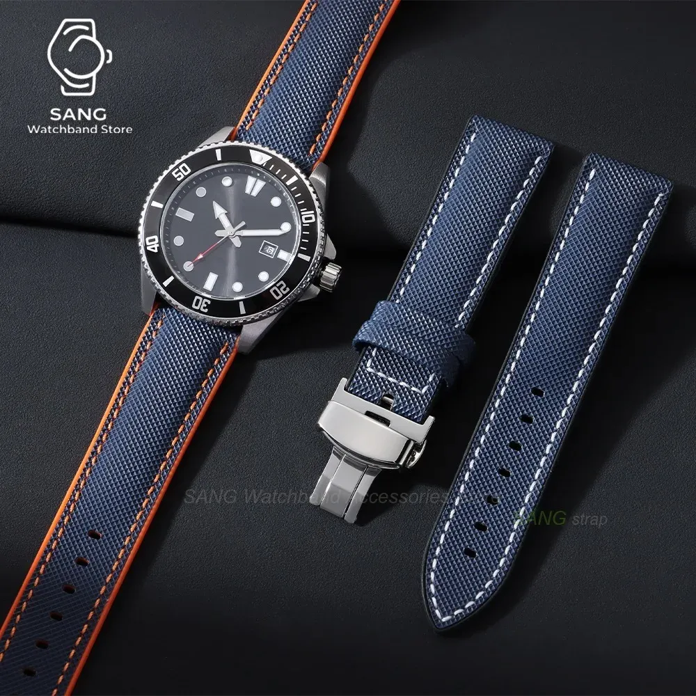Bracelet nylon caoutchouc pour montre 20 à 24 mm