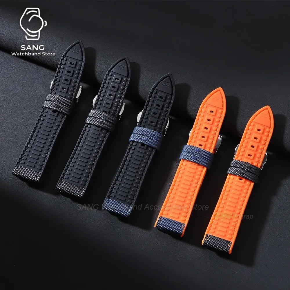 Bracelet nylon caoutchouc pour montre 20 à 24 mm