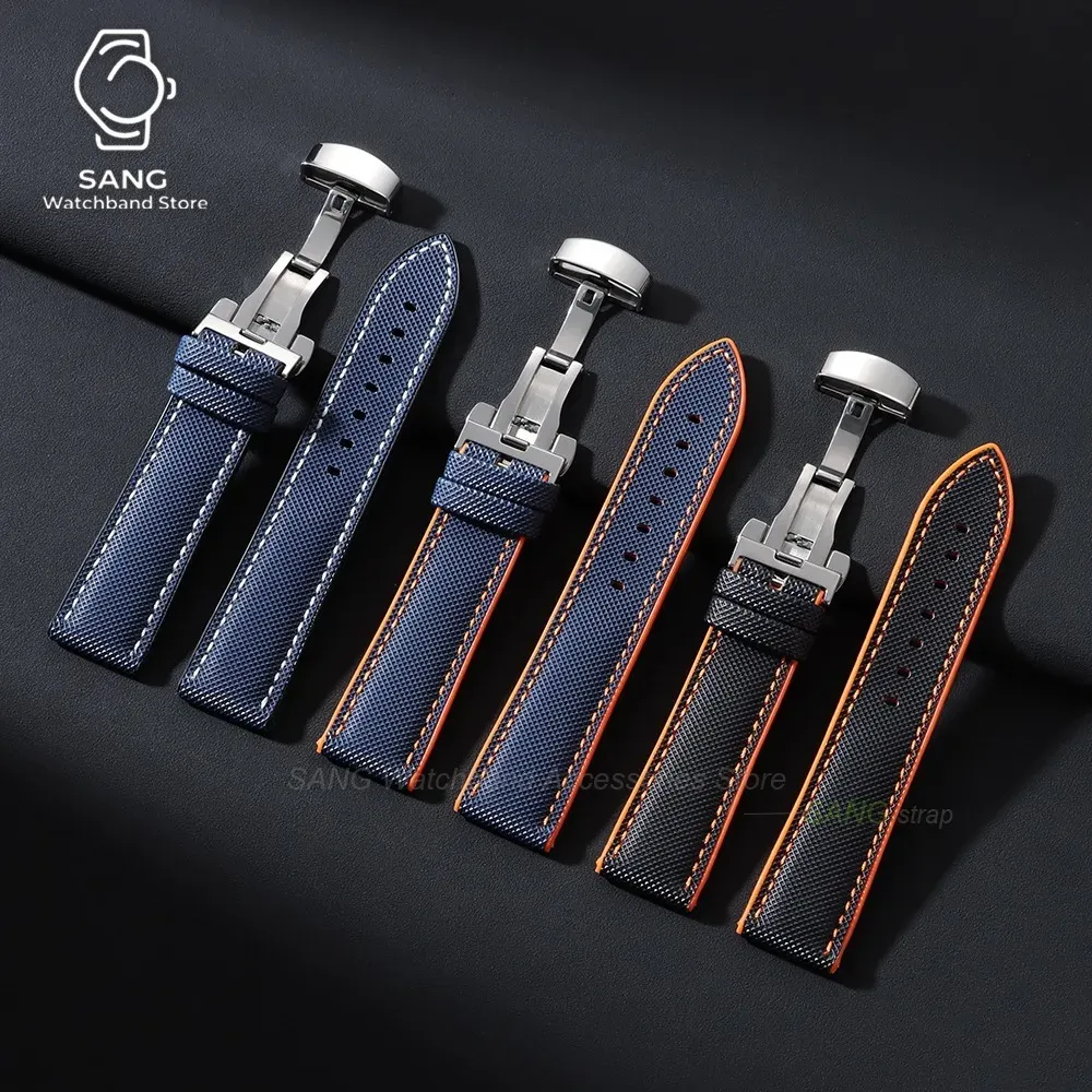 Bracelet nylon caoutchouc pour montre 20 à 24 mm