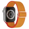 Bracelet nylon chouchou 38 à 49 mm pour Apple Watch – Couleur du bracelet 21 Yellow red edge