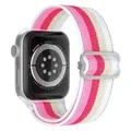 Bracelet nylon chouchou 38 à 49 mm pour Apple Watch – Couleur du bracelet 25 Pink yellow white