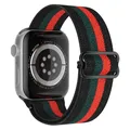 Bracelet nylon chouchou 38 à 49 mm pour Apple Watch – Couleur du bracelet 27 Black green red