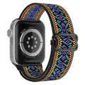 Bracelet nylon chouchou 38 à 49 mm pour Apple Watch – Couleur du bracelet 34Blue purple flower